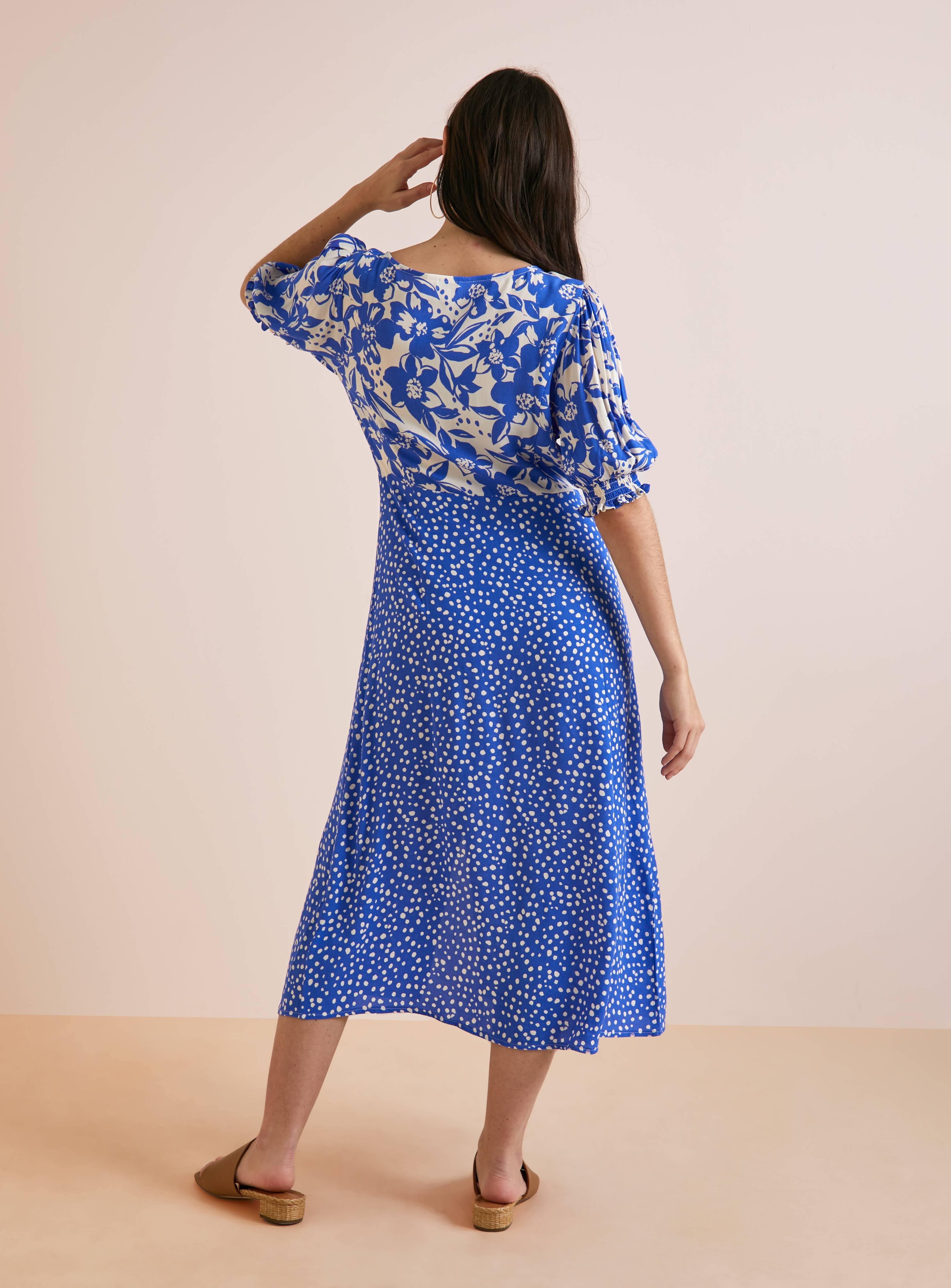 Everbelle Patchwork Dotty Floral Midi Dress 18 - Image 4